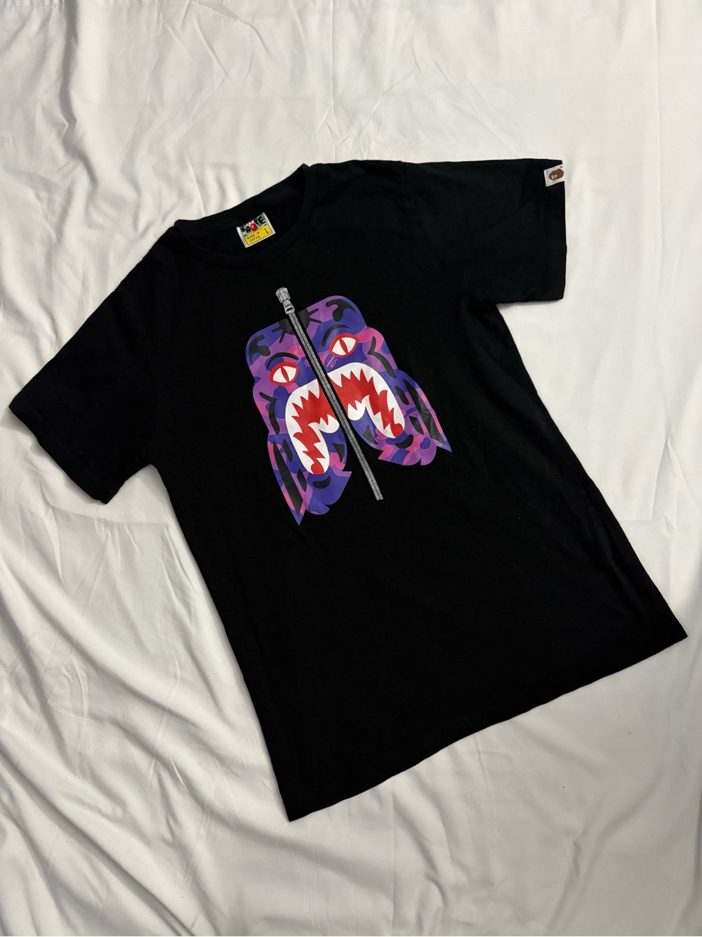 Bape Black T-Shirt with Green & Yellow Label